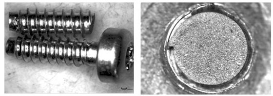 断裂与未断螺钉宏观形貌 图12-35 断裂螺钉断面宏观形貌