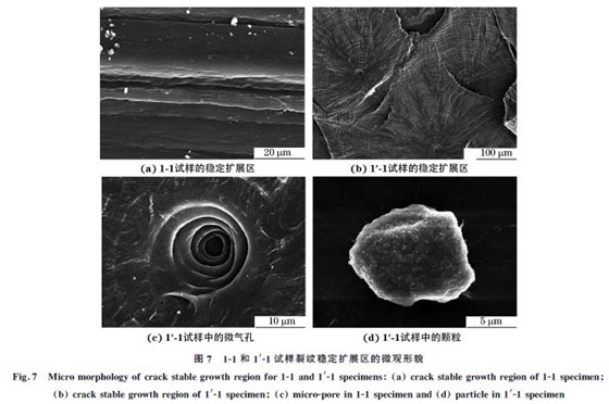 图７ １Ｇ１和１′Ｇ１试样裂纹稳定扩展区的微观形貌