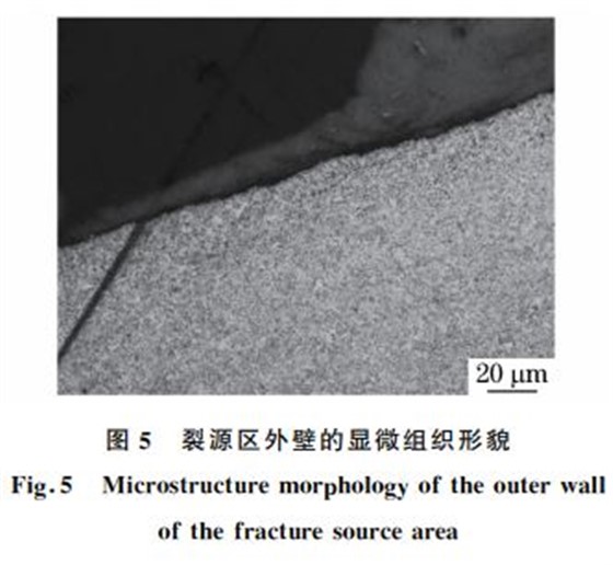 图５ 裂源区外壁的显微组织形貌