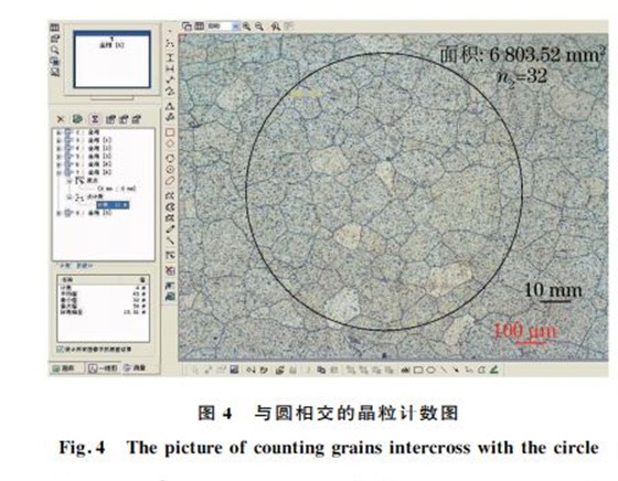 图４ 与圆相交的晶粒计数图