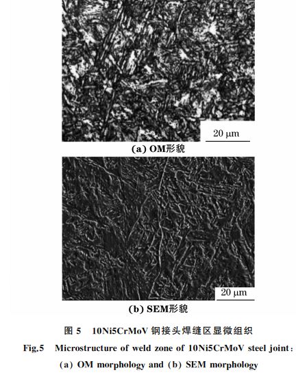 图５ １０Ni５CrMoV钢接头焊缝区显微组织